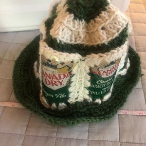 Soda can crochet hat-  Canada Dry cans. Kid sized